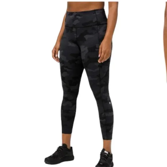 Lululemon Fast Free High Rise Tight 25 Gray Camo Leggings